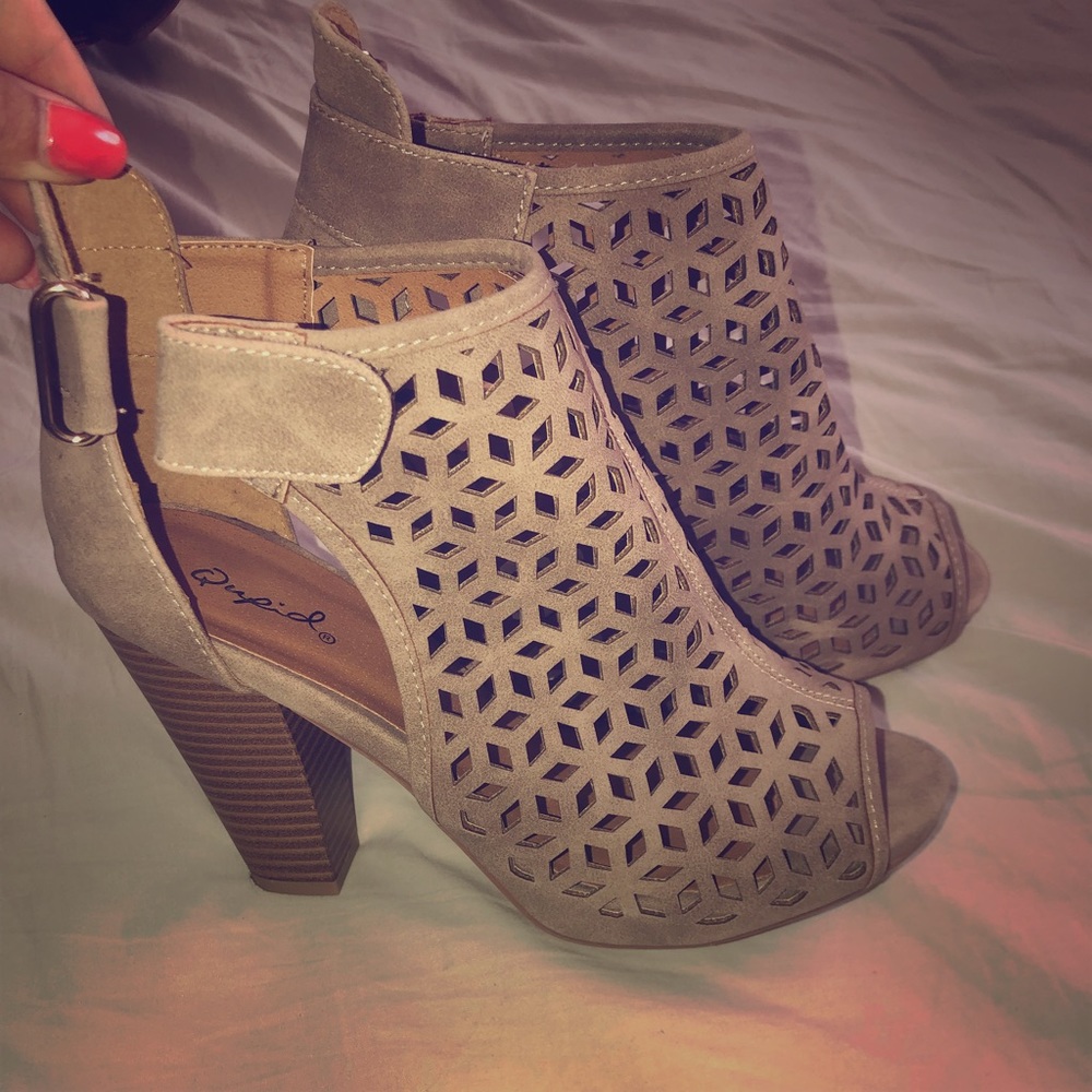Open toed wedge booties